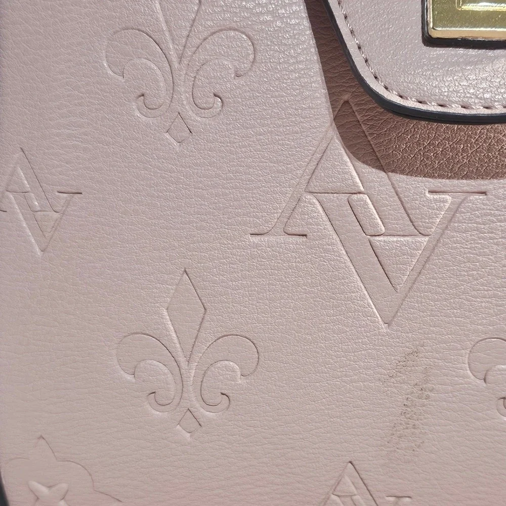 Adrienne Vittadini Satchel Womens Medium Embossed Fleur-de-Lis Top Handle Bag